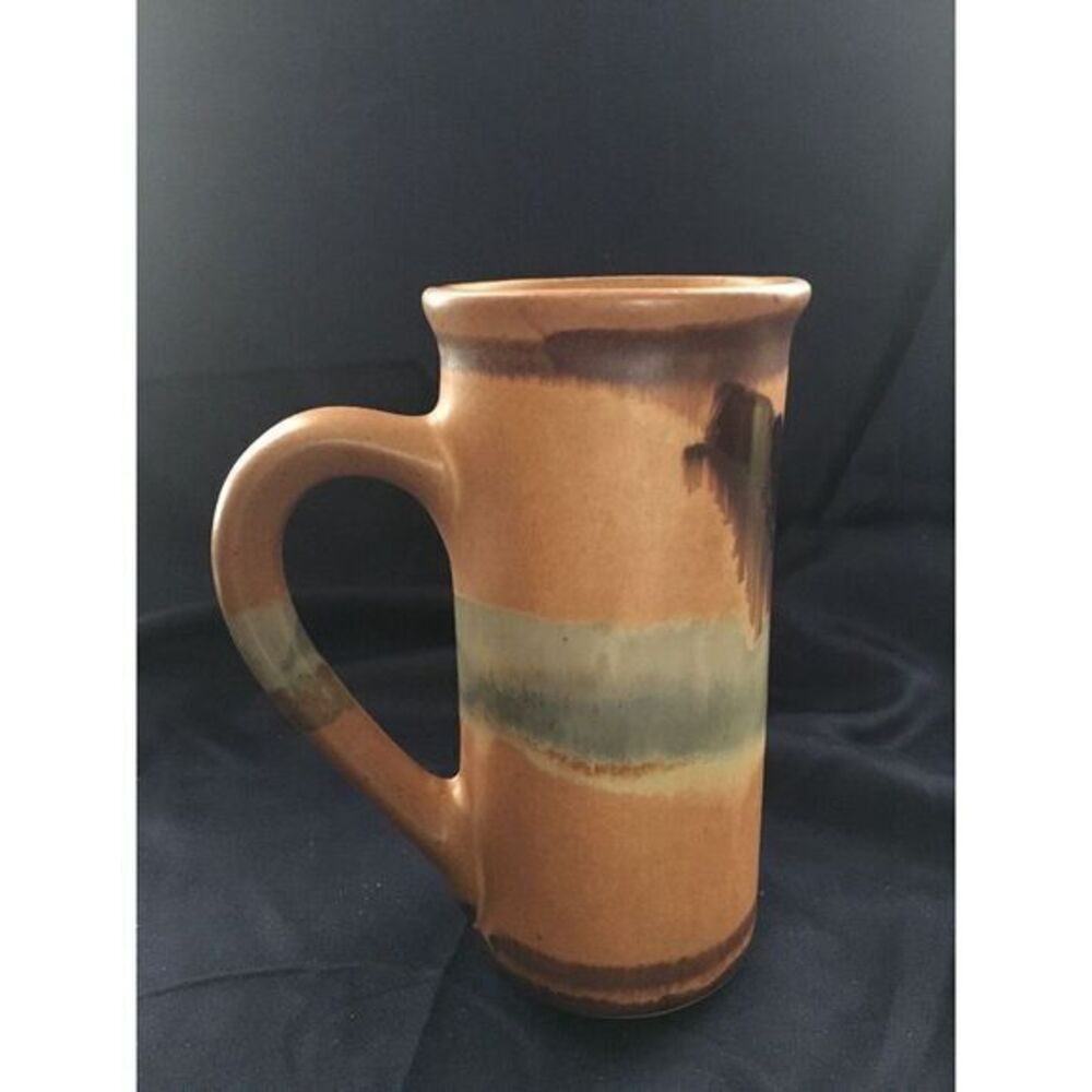 Handโ Turned Colorful Stoneware Tall Mug by Artist Potter Named Glass 7"
